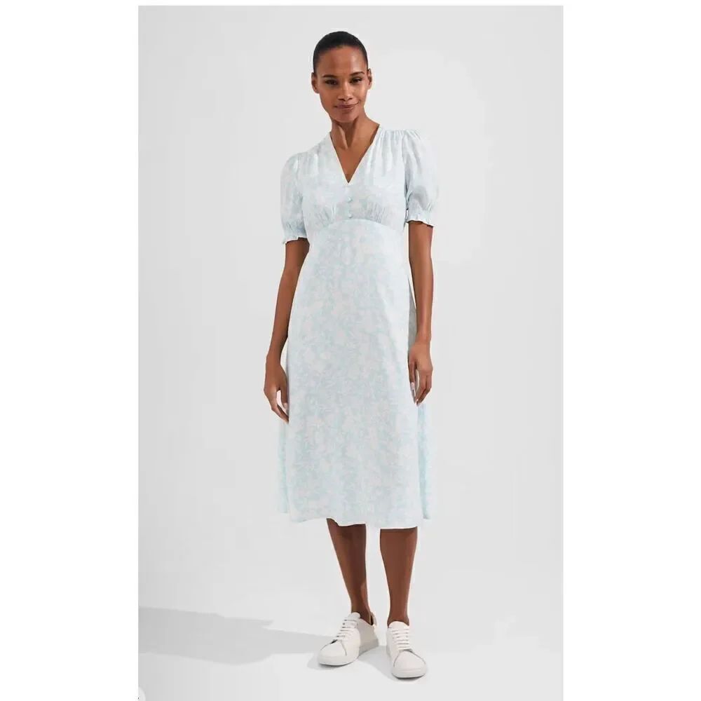 Hobbs London Helen Puff sleeve midi floral print dress 4